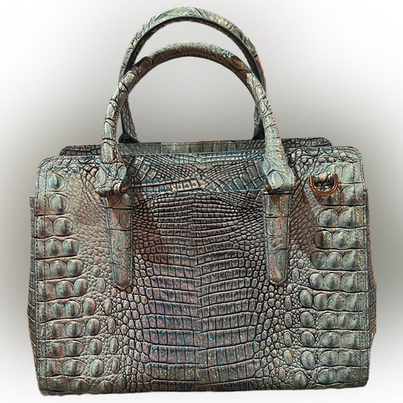 Brahmin Small Finley Leather Satchel Artic Blue - Picture 4 of 8